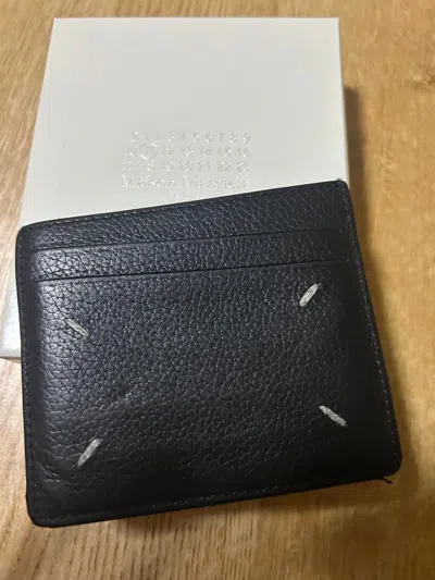 Pre-owned Maison Margiela 4 Stitch Motif Leather Card Case Cardholder Wallet In Black