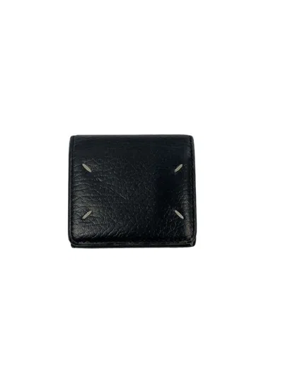 Pre-owned Maison Margiela 4 Stitch Motif Leather Wallet Case In Black