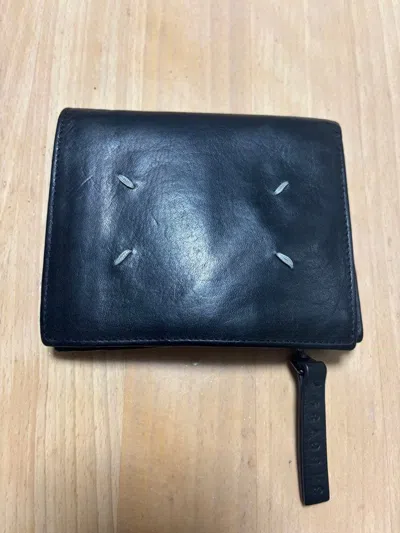 Pre-owned Maison Margiela 4 Stitch Motif Zip Up Wallet In Black