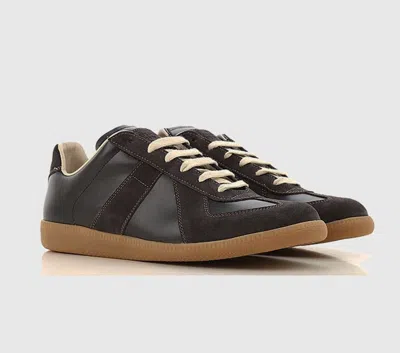 Pre-owned Maison Margiela 435$ Maison Martin Margiela Brown Black Gat Low Top Garry Over Replica Sneakers In Brown / Black