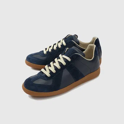 Pre-owned Maison Margiela 445$ Maison Martin Margiela Navy Gat German Army Trainer Replica Sneakers In Blue