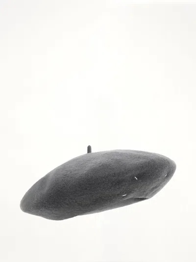 Maison Margiela 4-stitch Wool Beret Hat In Grey