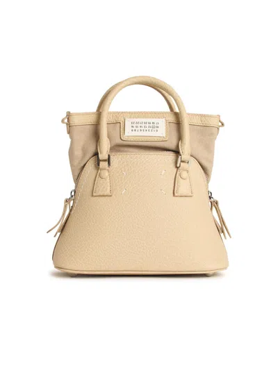 Maison Margiela '5 Ac' Micro Bag In Beige Lear