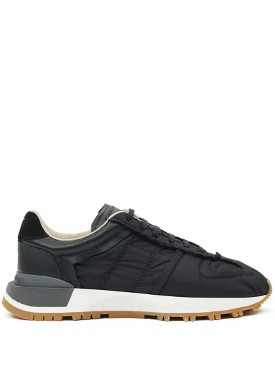 Maison Margiela Mm22 Leather And Fabric Low Top Sneakers In Black