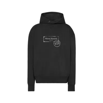 Maison Margiela 520 Stamp Print Hooded Sweatshirt Man Black