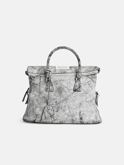 Maison Margiela '5ac' Black And White Cracked Leather Bag