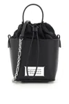 Maison Margiela Leather Bucket Bag With Drawstring Closure In Black