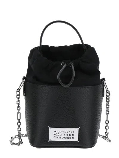 Maison Margiela Small 5ac Bucket In Leather And Fabric In Black