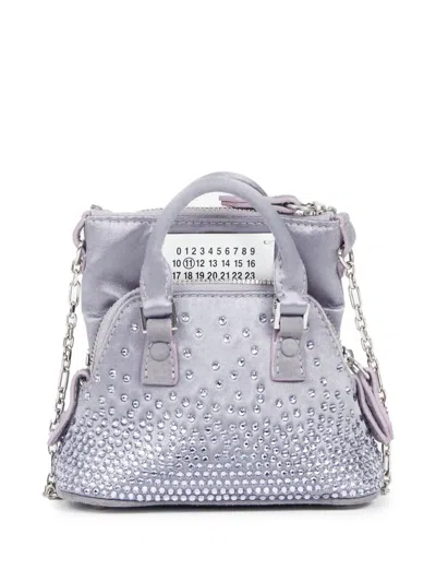 Maison Margiela Numbers-motif Rhinestone Shoulder Bag In Grey
