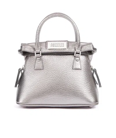 Maison Margiela Micro 5ac Classique Metallic Leather Bag In Silver
