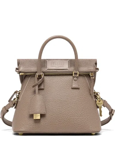 Maison Margiela 5ac Classique Mini Textured Leather Tote Bag In Brown