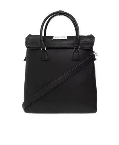 Maison Margiela 5ac Daily Vertical Leather Backpack In Black