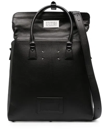 Maison Margiela 5ac Daily Vertical Leather Backpack In Black