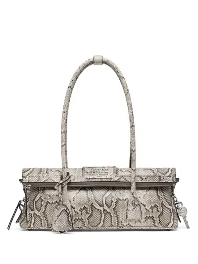 Maison Margiela Caprine Leather Polyester Brass Shoulder Bag In White