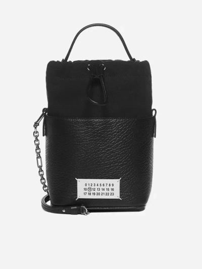 Maison Margiela 5ac Leather Mini Bucket Bag In Black