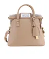 Maison Margiela Leather Handbag With With Logo Patch In Nude