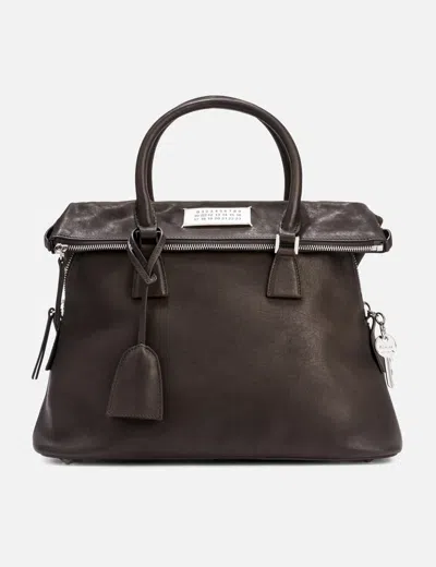 Maison Margiela Leopard Print 5ac Handbag With Shoulder Strap In Metallic