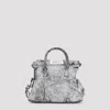 Maison Margiela Textured Leather Shoulder Bag With Top Handles In Silver