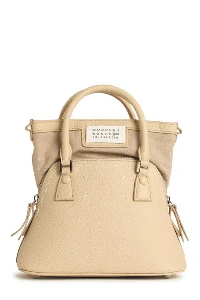 Maison Margiela '5ac' Micro Bag In Beige Leather Women In Cream