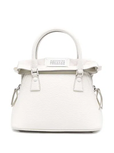 Maison Margiela '5ac Micro' White Shoulder Bag With Logo Label