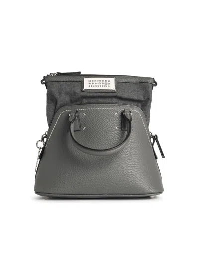 Maison Margiela 5ac Mini Bag In Pebble Grey Leather In Gray