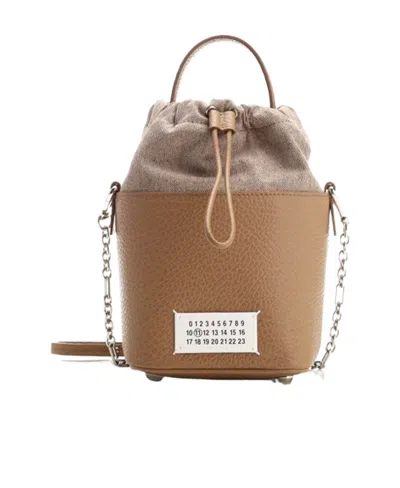 Maison Margiela 5ac Number-patch Bucket Bag In Brown