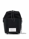 Maison Margiela Black Leather And Canvas Mini 5ac Bucket Bag In Black