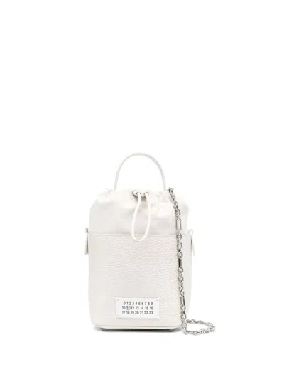 Maison Margiela 5ac Small Leather Bucket Bag In White
