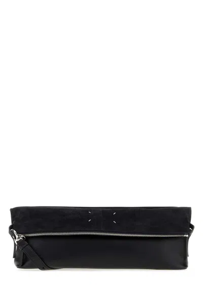 Maison Margiela 5ac Xl Mini Clutch Bag In Calf Leather And Denim In Black