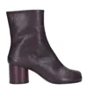 Maison Margiela Stylish Leather Ankle Boots With Chunky Heel In Burgundy