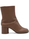 Maison Margiela Tabi High Heels Ankle Boots In Brown Leather In Brown