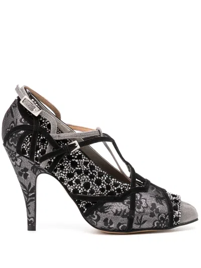 Maison Margiela Tabi Monster Velvet 70mm Embellished Pumps In Black