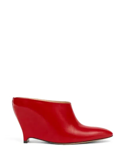 Maison Margiela 80mm Leather Heeled Sandals In Red