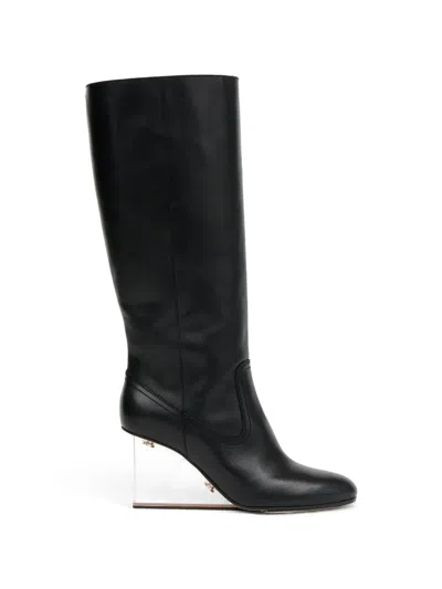 Maison Margiela 80mm Leather Knee-high Boots In Black