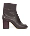 Maison Margiela Tabi High Heels Ankle Boots In Brown Leather In Black