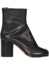 Maison Margiela Ankle Boots In Premium Sheepskin Leather With Unique Toe Design And Chunky Heel In Black