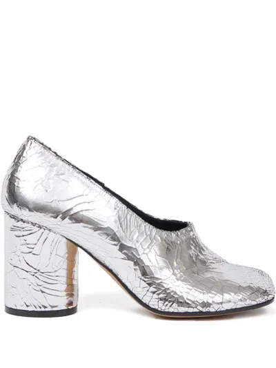 Maison Margiela 80mm Tabi Broken Morror High Pumps In Silver