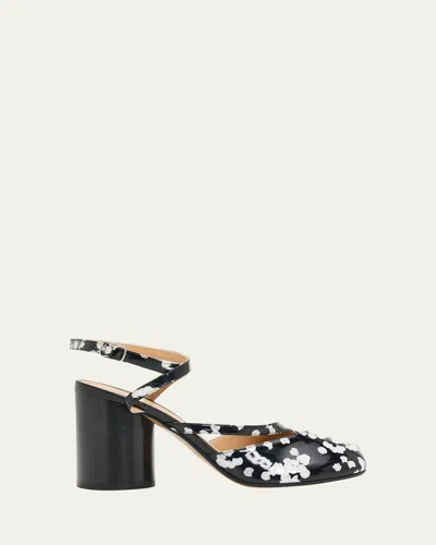 Maison Margiela 80mm Tabi Confetti Patent Leather Pumps In Black