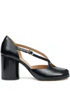 Maison Margiela Buckle Strap Chunky Heel Closed Toe Pumps In Black