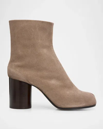 Maison Margiela 80mm Tabi Suede Ankle Boots In Brown