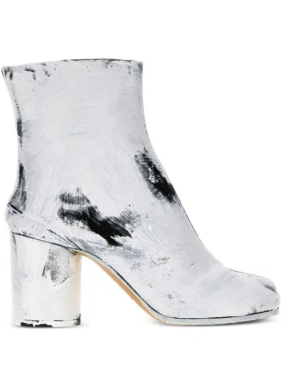 Maison Margiela 85mm Tabi Paint-effect Boots In White