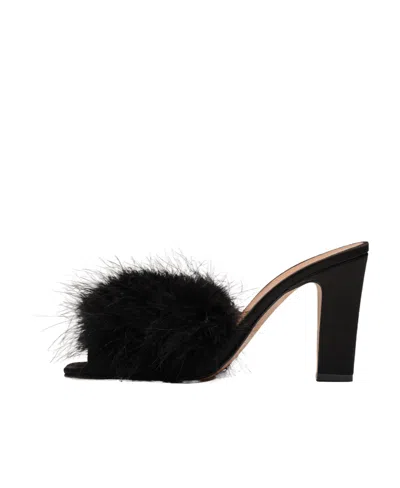 Maison Margiela 90mm Feather-embellished Mules In Black
