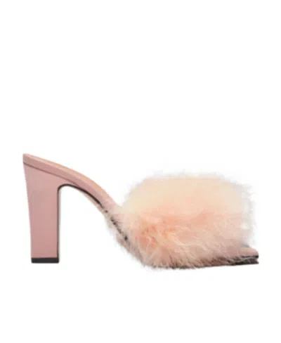 Maison Margiela 90mm Feather-embellished Mules In Nude