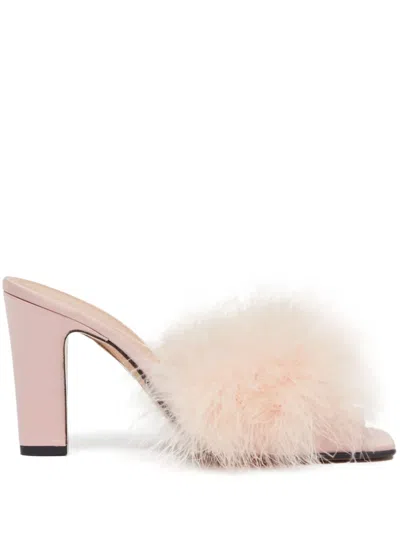 Maison Margiela 90mm Feather-embellished Mules In T4260 Rose Smoke