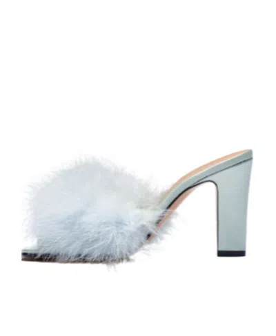 Maison Margiela 90mm Feather Satin Mules In Blue
