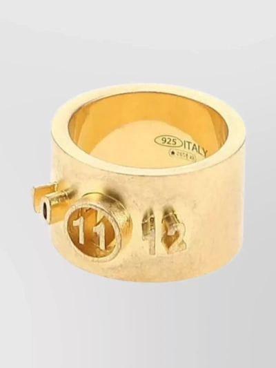 Maison Margiela 925 Silver Band Ring With Raised Logo In Yellow