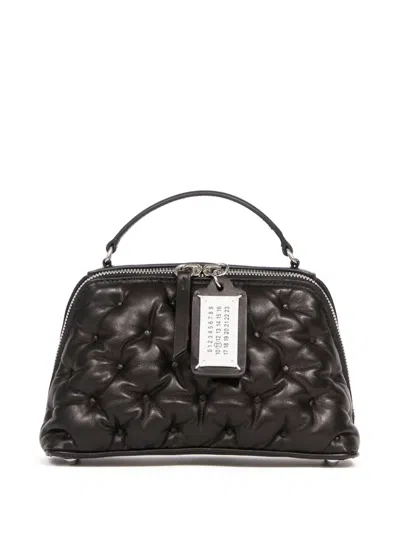 Maison Margiela Leather Glam Slam Trapezoid Tote Bag In Black