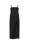 Maison Margiela Gathered Bow Silk Midi Dress In 900