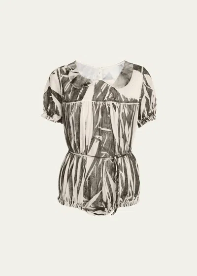Maison Margiela Abstract-print Jersey Romper In Cream