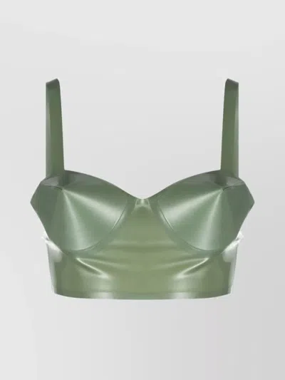 Maison Margiela Adjustable Balconette Bra With Wide Shoulder Straps In Green